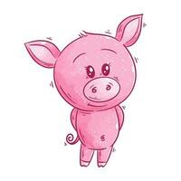 Cute pig standing cartoon vector