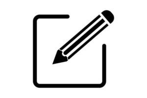 Pencil icon with Notepad Document Edit. Write icon, Pencil and Paper glyph symbol. Edit text icon and essay icon, Pencil drawing contract web symbol. Editing document text file, Notepad edit with pen. vector