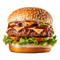 Beef burger isolated. Illustration AI Generative png