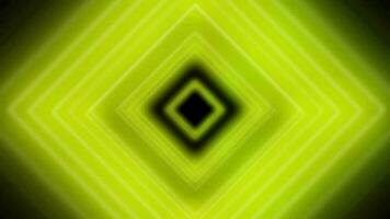 Abstract neon square tunnel technological. Green neon lines animated backgrounds. video