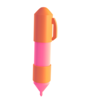 3d rendering icon office school pen stationery writing. Pink and orange colors. Symbol illustration editable isolated transparent png