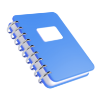 3d blue cute empty notepad book stationery for school isolated transparent png. Simple render illustration. Design element for posters, banners, calendar and greeting card png