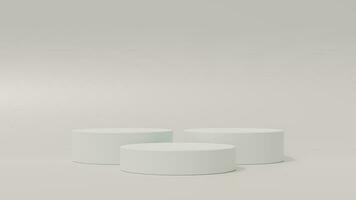 Empty podium or pedestal display on soft background with cylinder stand concept. Blank product shelf standing backdrop. 3D rendering. photo