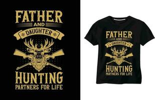 padre y hija caza tipografía camiseta, ciervo, flecha, ciervo cabeza, bosque - caza vector t camisa diseño