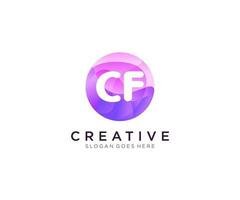 CF initial logo With Colorful Circle template vector. vector