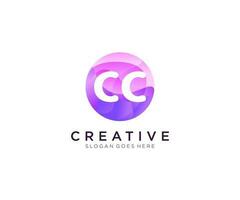 CC initial logo With Colorful Circle template vector. vector