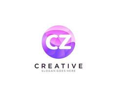 CZ initial logo With Colorful Circle template vector. vector