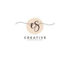 initial ES Feminine logo beauty monogram and elegant logo design, handwriting logo of initial signature, wedding, fashion, floral and botanical with creative template. vector