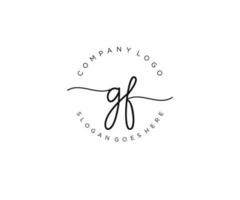 initial GF Feminine logo beauty monogram and elegant logo design, handwriting logo of initial signature, wedding, fashion, floral and botanical with creative template. vector