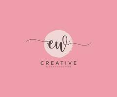 initial EW Feminine logo beauty monogram and elegant logo design, handwriting logo of initial signature, wedding, fashion, floral and botanical with creative template. vector