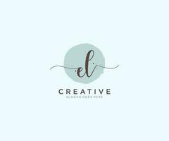 initial EL Feminine logo beauty monogram and elegant logo design, handwriting logo of initial signature, wedding, fashion, floral and botanical with creative template. vector