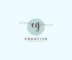 initial EG Feminine logo beauty monogram and elegant logo design, handwriting logo of initial signature, wedding, fashion, floral and botanical with creative template. vector