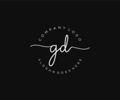 initial GD Feminine logo beauty monogram and elegant logo design, handwriting logo of initial signature, wedding, fashion, floral and botanical with creative template. vector