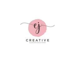 initial EJ Feminine logo beauty monogram and elegant logo design, handwriting logo of initial signature, wedding, fashion, floral and botanical with creative template. vector