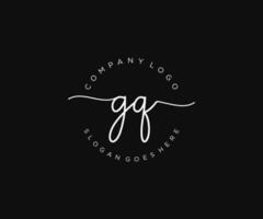 initial GQ Feminine logo beauty monogram and elegant logo design, handwriting logo of initial signature, wedding, fashion, floral and botanical with creative template. vector