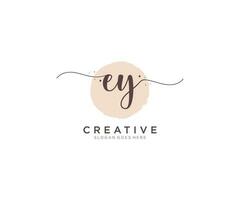 initial EY Feminine logo beauty monogram and elegant logo design, handwriting logo of initial signature, wedding, fashion, floral and botanical with creative template. vector