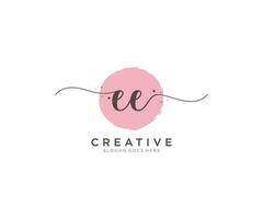 initial EE Feminine logo beauty monogram and elegant logo design, handwriting logo of initial signature, wedding, fashion, floral and botanical with creative template. vector