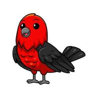 Cute scarlet tanager bird cartoon vector