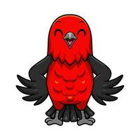 Cute scarlet tanager bird cartoon vector