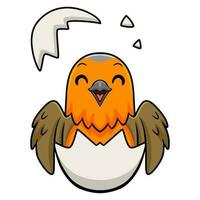 Cute bird cartoon inside from egg vector