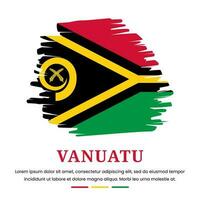 Vector graphic of flag Vanuatu on white background. Grunge brush strokes drawn by hand. Independence Day