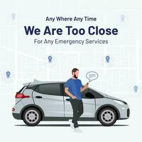 Car service related flat illustration. Perfect post design for car servicing, online booking, searching shop address, parking locations, delivery services. And also suitable for web and marketing vector