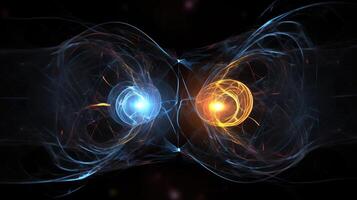 Quantum entanglement, scientific technology abstract concept. . photo
