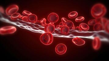 Blood vessel, hemoglobin close-up. Medical venous structure, dark background. . photo