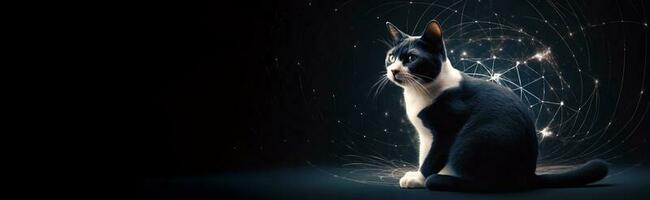 internacional gato día, mullido gato de cerca con efectos mascota, oscuro fondo, de cerca. ai generado. foto