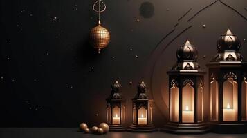 Muslim Islamic New Year, religious event. Graphic illustration. Bathed mosques. AI generated. photo