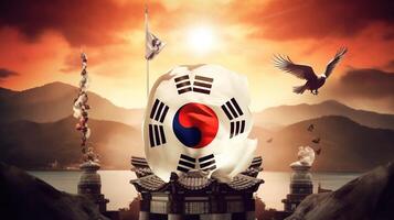 Liberation Day of South Korea. Graphic symbolism in national colors. . photo