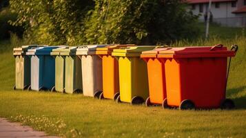 Utilization of garbage, waste. Ecological concept of separate collection. . photo