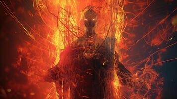 Apocalyptic religious hell monster, demon. End of the world, Armageddon of evil. . photo