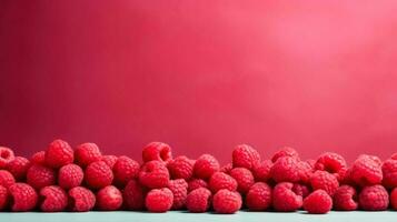 Surreal composition with raspberry in minimalism on vivid background photo