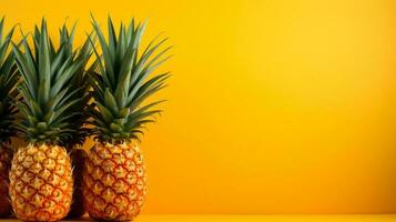 Surreal composition with pineapple in minimalism on vivid background photo