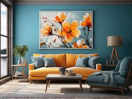 Mockup Canvas Home Interior 3d , Mockups Design 3D, High-quality Mockups, Generative Ai photo