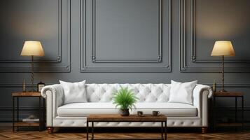 Mockup Frame In Farmhouse Living Room Interior 3d, Mockups Design 3D, High-quality Mockups, photo