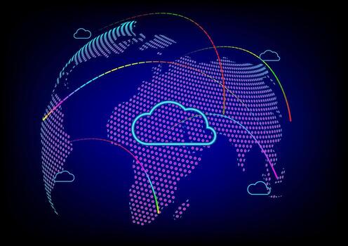 Global network communication technology online business futuristic abstract background vector illustration