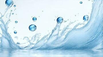 Background image of moving water in waves bubbles on white background photo