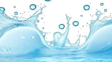 Background image of moving water in waves bubbles on white background photo