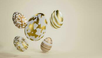 3d rendering of easter eggs on a soft brown clean background photo