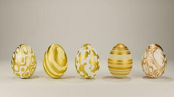 3d rendering of easter eggs on a soft brown clean background photo