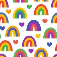 rainbows and hearts in a seamless pattern vector