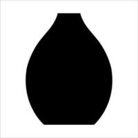 Black vector illustration of modern ceramic vase. Single element in trendy boho style isolated on white background