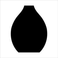 Black vector illustration of modern ceramic vase. Single element in trendy boho style isolated on white background