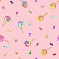 Lollipop candy seamless pattern, hand drawn vector illustration. colorful candies and lollipop