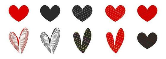 corazón. conjunto de corazón formas colección de corazón ilustraciones, amor símbolo icono colocar, amor símbolo vector