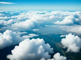 White clound and blue sky view from airplane photo