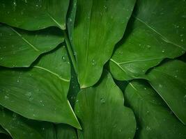 árbol hoja textura con agua gotas, hoja antecedentes foto