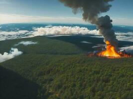 bosque fuego en el selva, ai imagen generador foto